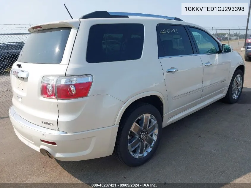 2012 GMC Acadia Denali VIN: 1GKKVTED1CJ293398 Lot: 40287421