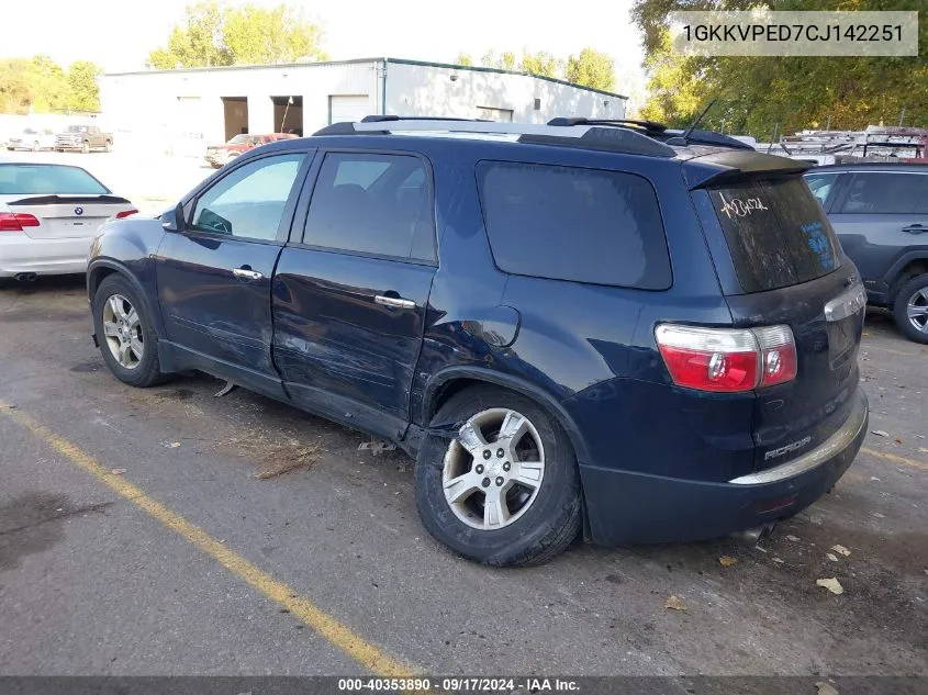 2012 GMC Acadia Sle VIN: 1GKKVPED7CJ142251 Lot: 40353890