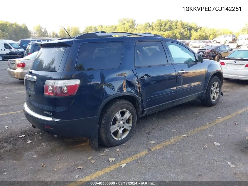 2012 GMC Acadia Sle VIN: 1GKKVPED7CJ142251 Lot: 40353890