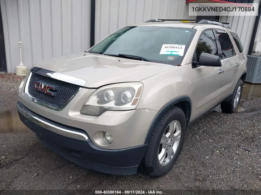 2012 GMC Acadia Sl VIN: 1GKKVNED4CJ170884 Lot: 40380164