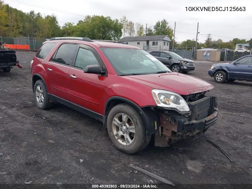 2012 GMC Acadia Sl VIN: 1GKKVNED5CJ125663 Lot: 40392903