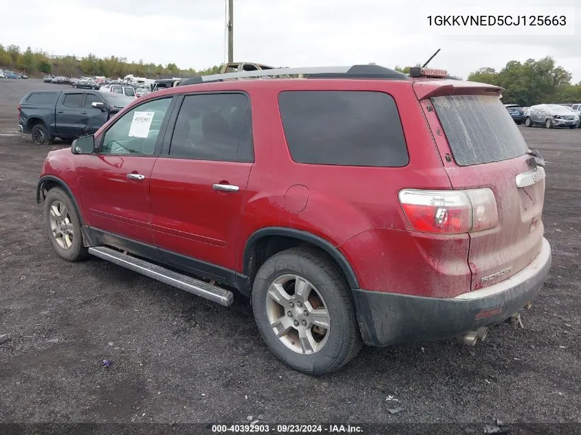 2012 GMC Acadia Sl VIN: 1GKKVNED5CJ125663 Lot: 40392903