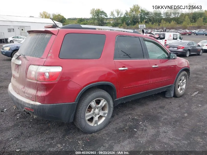 2012 GMC Acadia Sl VIN: 1GKKVNED5CJ125663 Lot: 40392903