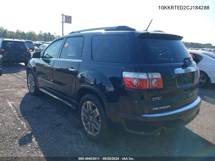 2012 GMC Acadia Denali VIN: 1GKKRTED2CJ184288 Lot: 40403511