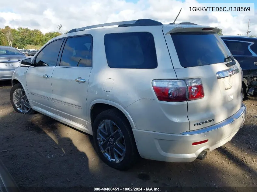 2012 GMC Acadia Denali VIN: 1GKKVTED6CJ138569 Lot: 40408451