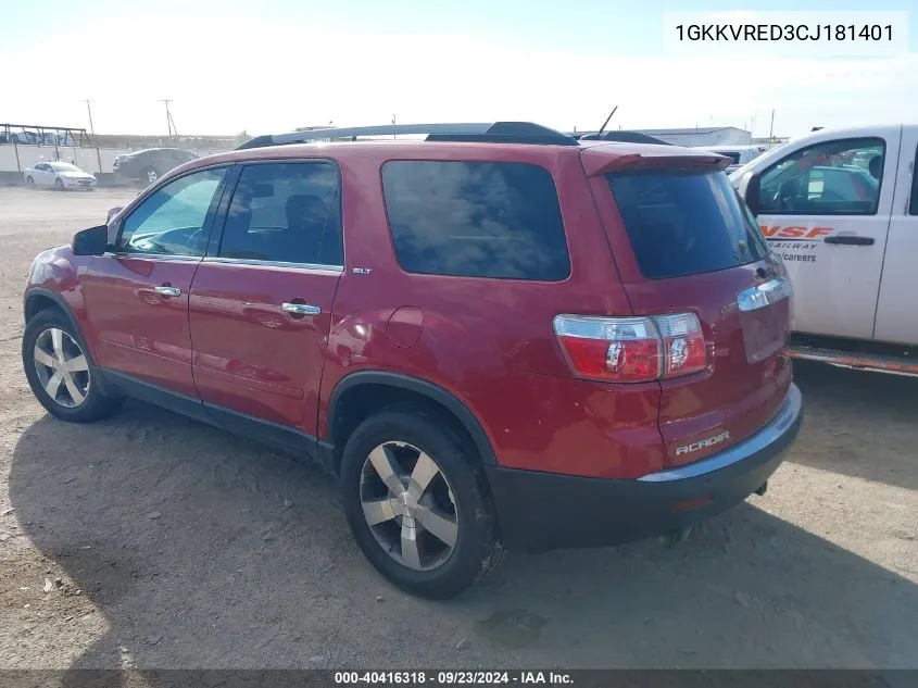 2012 GMC Acadia Slt-1 VIN: 1GKKVRED3CJ181401 Lot: 40416318