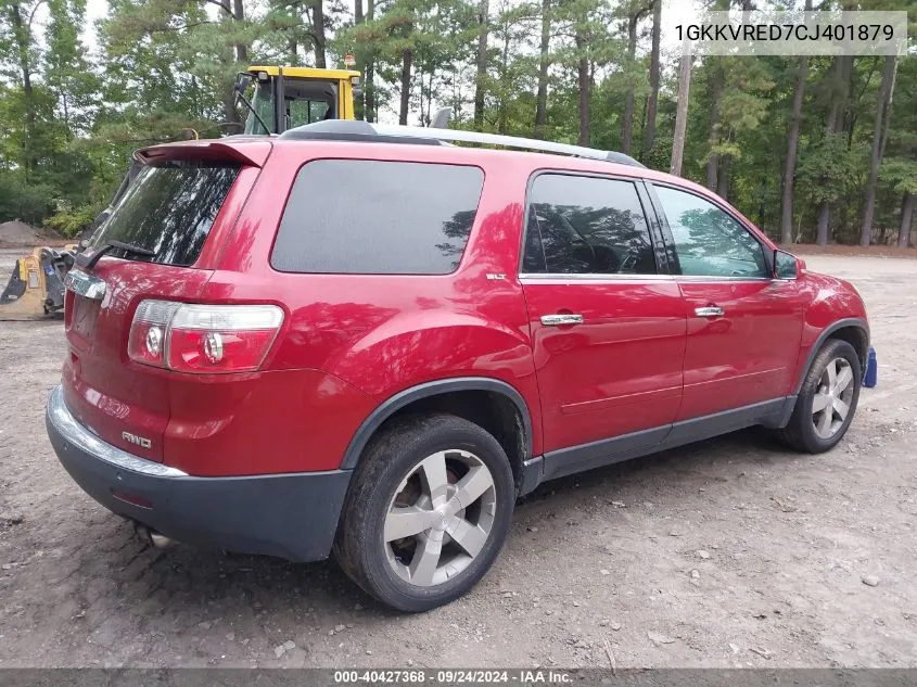 2012 GMC Acadia Slt-1 VIN: 1GKKVRED7CJ401879 Lot: 40427368