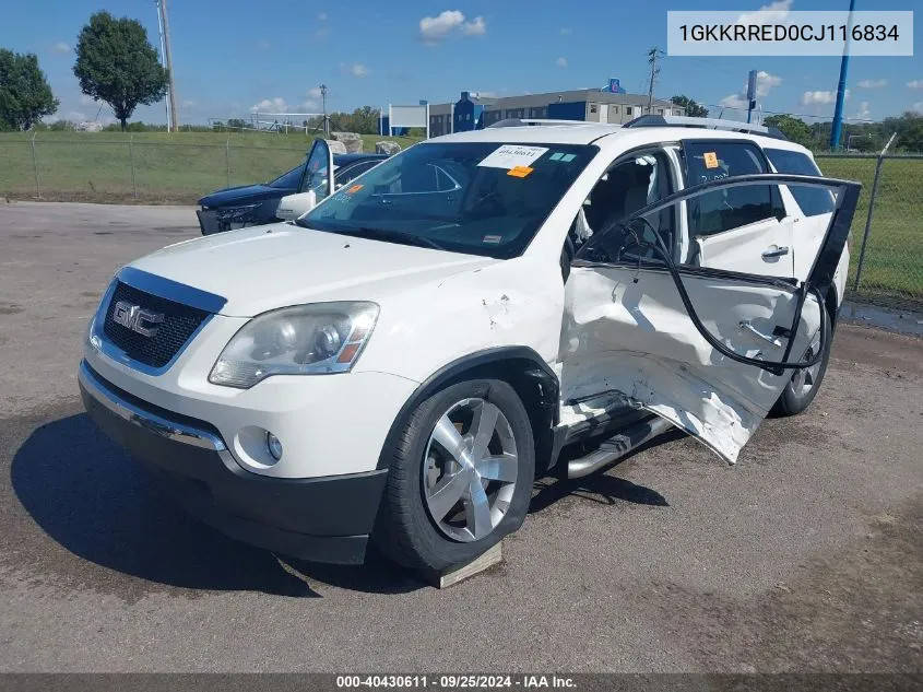 2012 GMC Acadia Slt-1 VIN: 1GKKRRED0CJ116834 Lot: 40430611