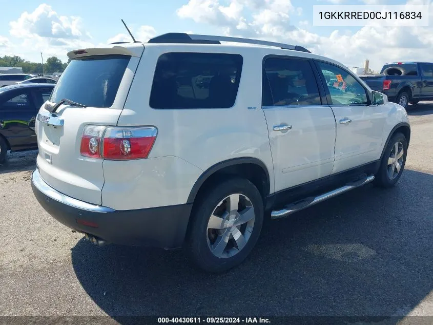 2012 GMC Acadia Slt-1 VIN: 1GKKRRED0CJ116834 Lot: 40430611