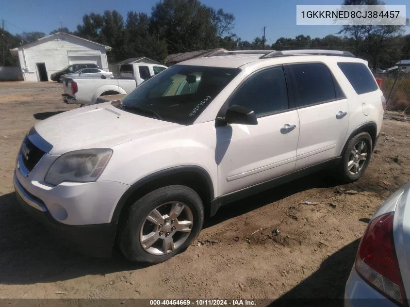 2012 GMC Acadia Sl VIN: 1GKKRNED8CJ384457 Lot: 40454669