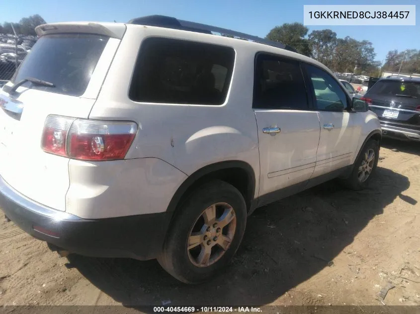 2012 GMC Acadia Sl VIN: 1GKKRNED8CJ384457 Lot: 40454669