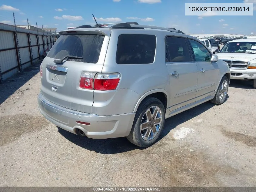 2012 GMC Acadia Denali VIN: 1GKKRTED8CJ238614 Lot: 40462573