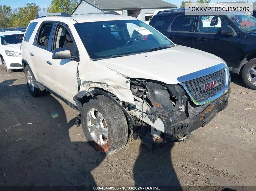 2012 GMC Acadia Sle VIN: 1GKKVPED0CJ191209 Lot: 40468906