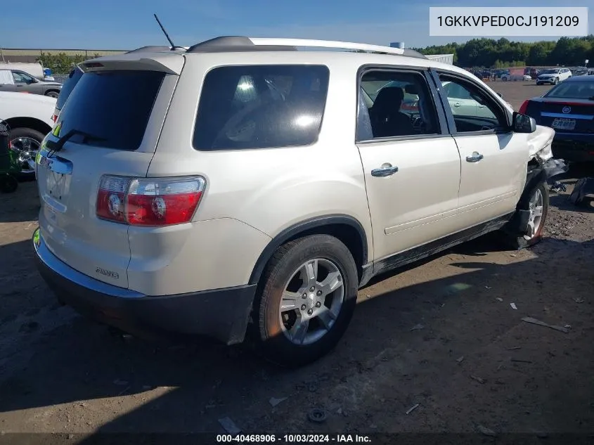 2012 GMC Acadia Sle VIN: 1GKKVPED0CJ191209 Lot: 40468906