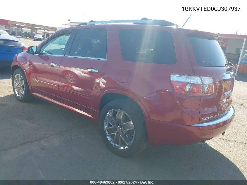 2012 GMC Acadia Denali VIN: 1GKKVTED0CJ307937 Lot: 40469802