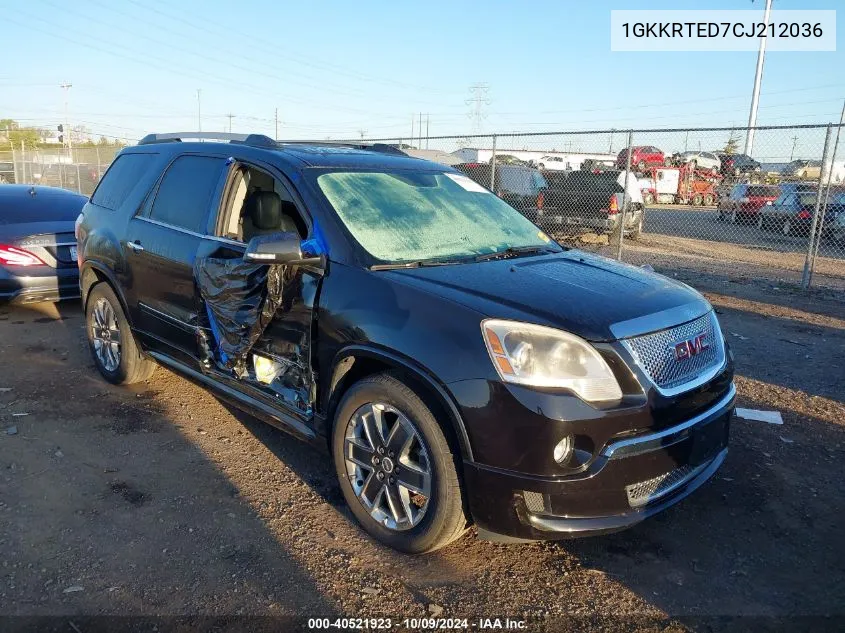 2012 GMC Acadia Denali VIN: 1GKKRTED7CJ212036 Lot: 40521923