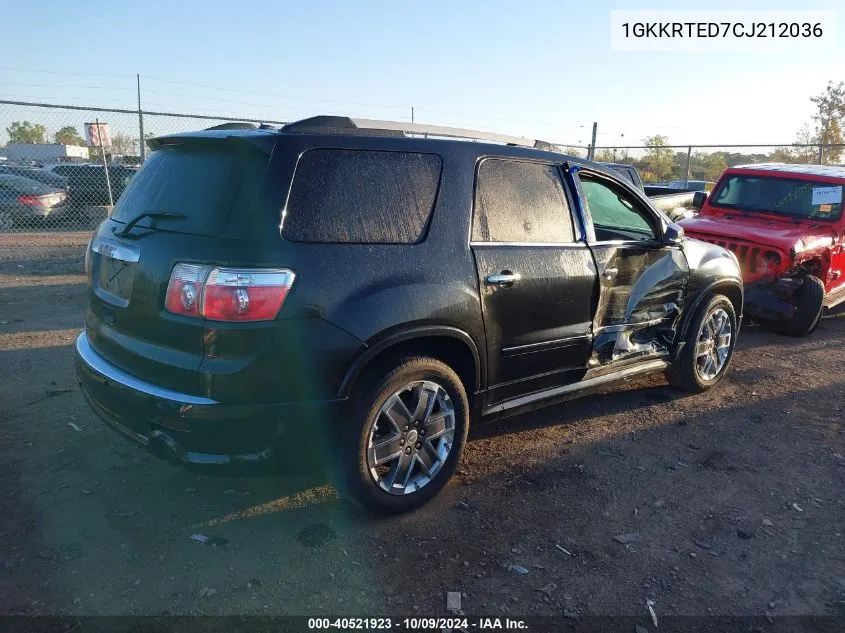 2012 GMC Acadia Denali VIN: 1GKKRTED7CJ212036 Lot: 40521923