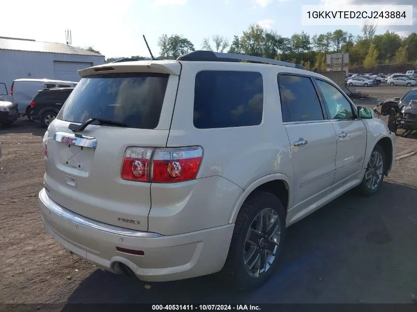 2012 GMC Acadia Denali VIN: 1GKKVTED2CJ243884 Lot: 40531411