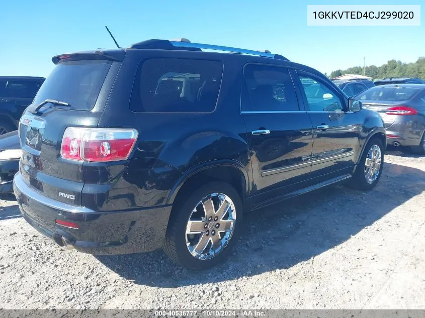 2012 GMC Acadia Denali VIN: 1GKKVTED4CJ299020 Lot: 40536777