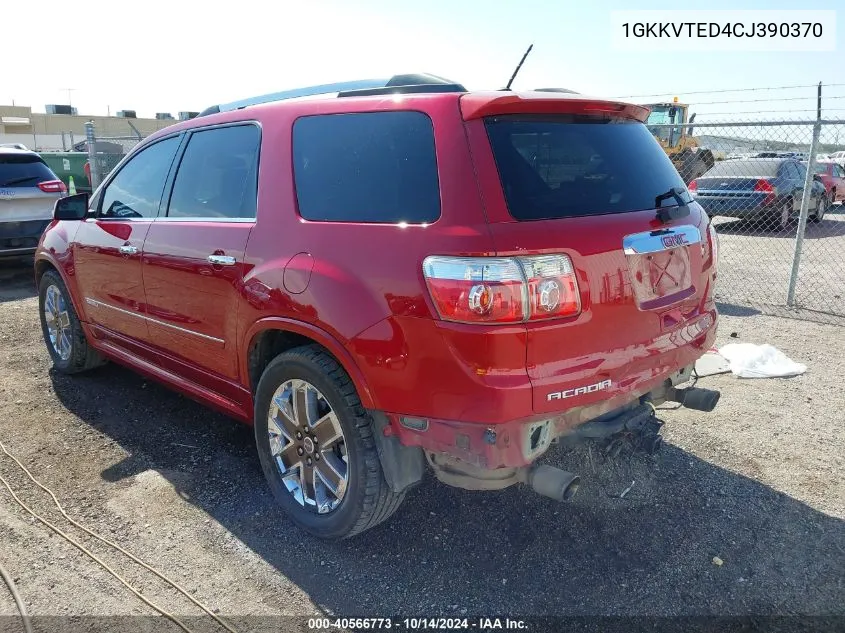 2012 GMC Acadia Denali VIN: 1GKKVTED4CJ390370 Lot: 40566773