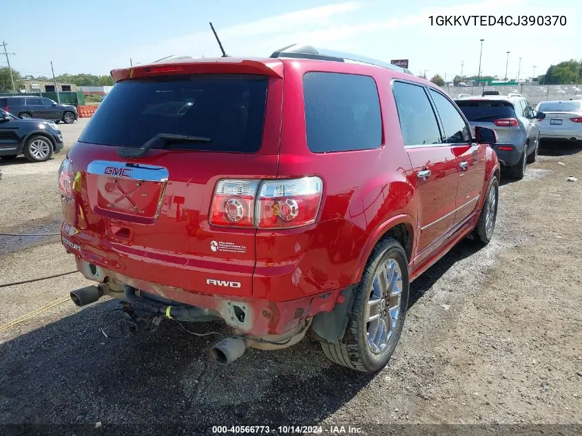 2012 GMC Acadia Denali VIN: 1GKKVTED4CJ390370 Lot: 40566773