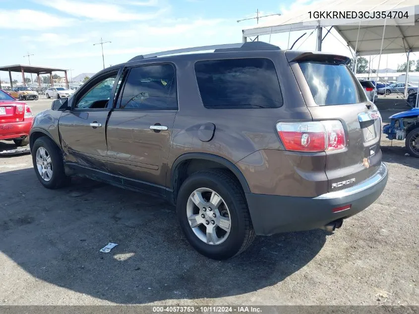 2012 GMC Acadia Sl VIN: 1GKKRNED3CJ354704 Lot: 40573753