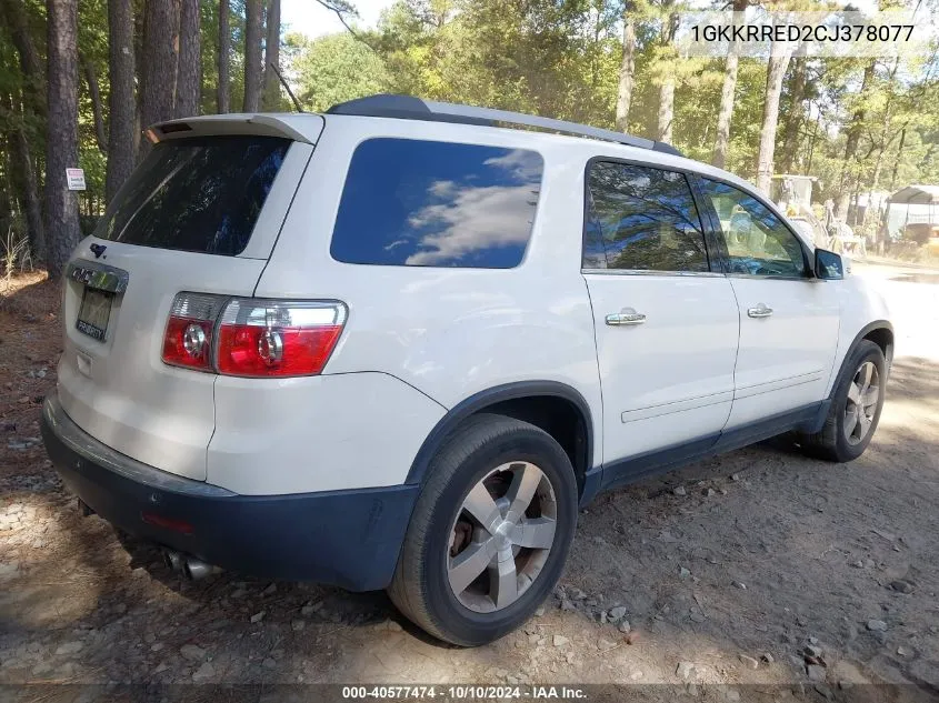 2012 GMC Acadia Slt-1 VIN: 1GKKRRED2CJ378077 Lot: 40577474