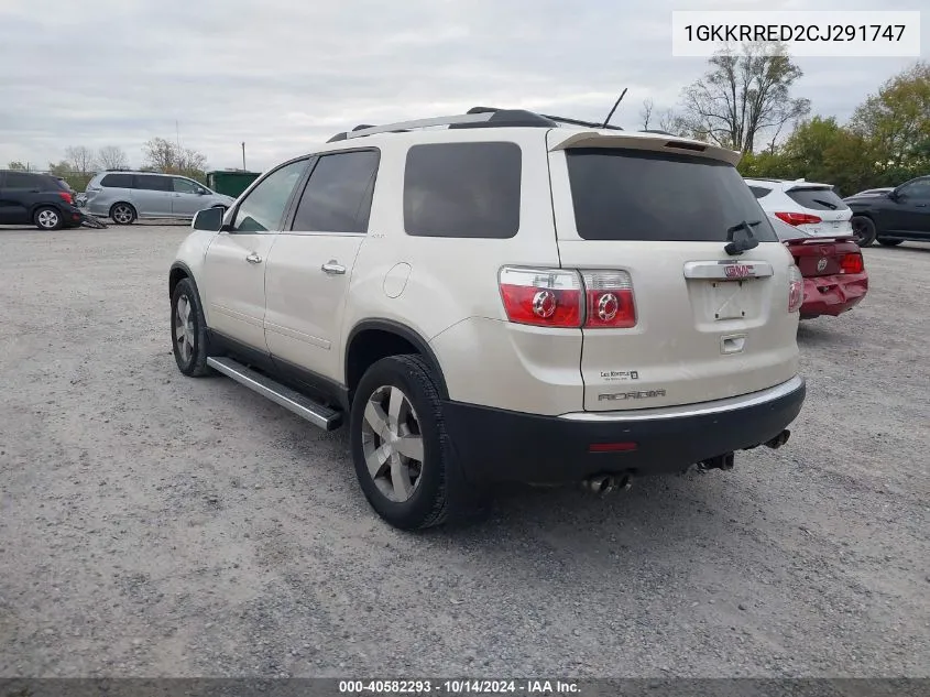 2012 GMC Acadia Slt-1 VIN: 1GKKRRED2CJ291747 Lot: 40582293