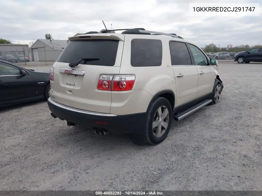 2012 GMC Acadia Slt-1 VIN: 1GKKRRED2CJ291747 Lot: 40582293