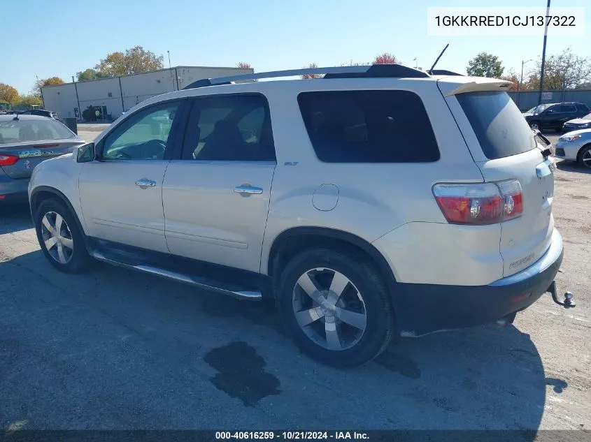 2012 GMC Acadia Slt-1 VIN: 1GKKRRED1CJ137322 Lot: 40616259