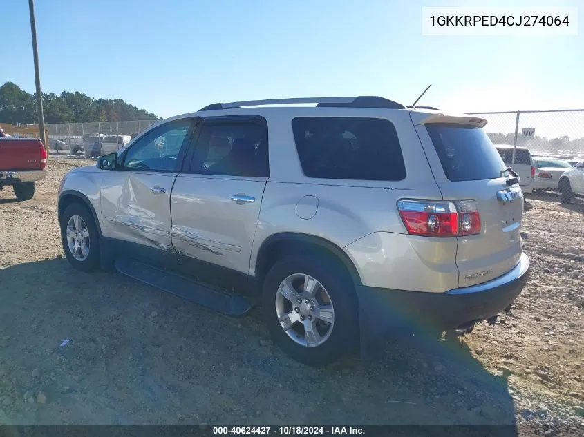 1GKKRPED4CJ274064 2012 GMC Acadia Sle