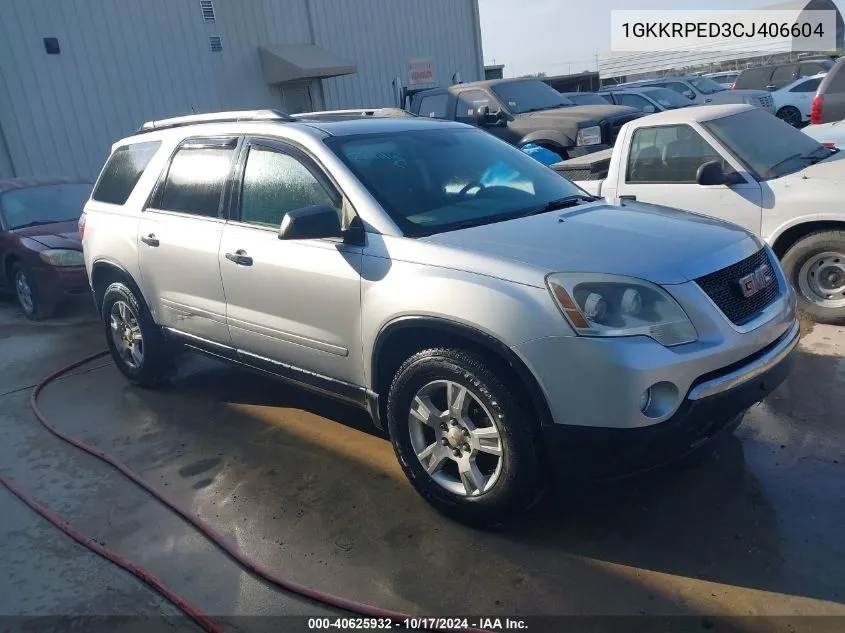 2012 GMC Acadia Sle VIN: 1GKKRPED3CJ406604 Lot: 40625932