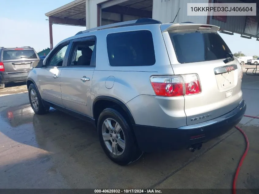 2012 GMC Acadia Sle VIN: 1GKKRPED3CJ406604 Lot: 40625932