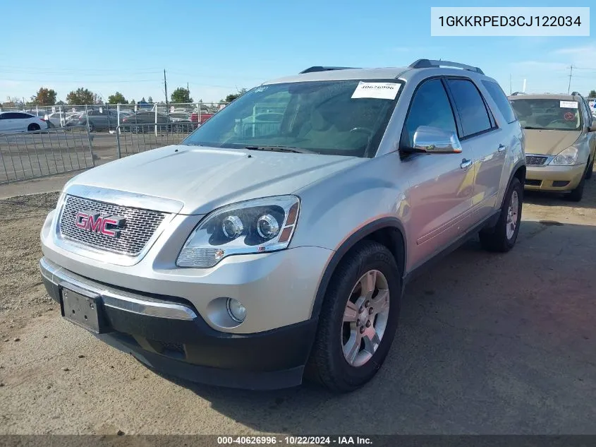 2012 GMC Acadia Sle VIN: 1GKKRPED3CJ122034 Lot: 40626996