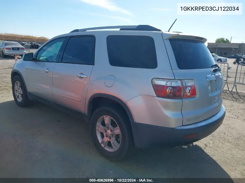 2012 GMC Acadia Sle VIN: 1GKKRPED3CJ122034 Lot: 40626996