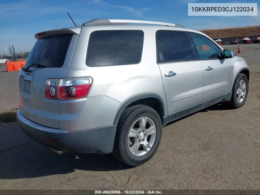 1GKKRPED3CJ122034 2012 GMC Acadia Sle