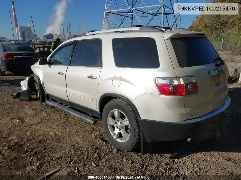 2012 GMC Acadia Sle VIN: 1GKKVPED1CJ215470 Lot: 40631433