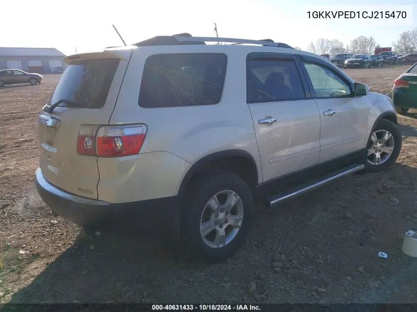 2012 GMC Acadia Sle VIN: 1GKKVPED1CJ215470 Lot: 40631433