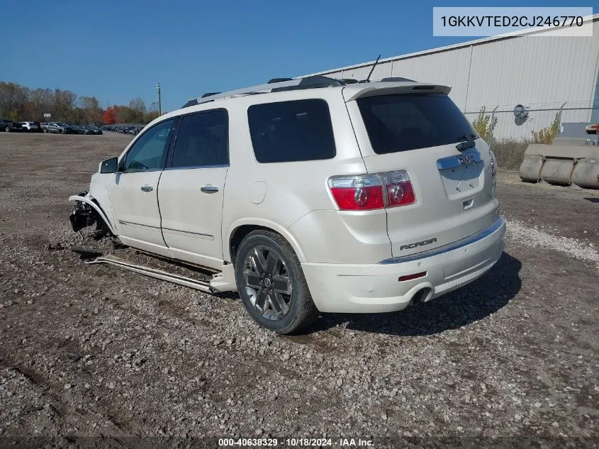 2012 GMC Acadia Denali VIN: 1GKKVTED2CJ246770 Lot: 40638329