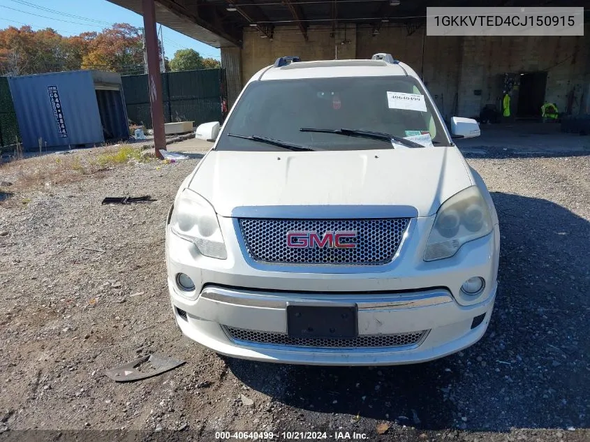 1GKKVTED4CJ150915 2012 GMC Acadia Denali