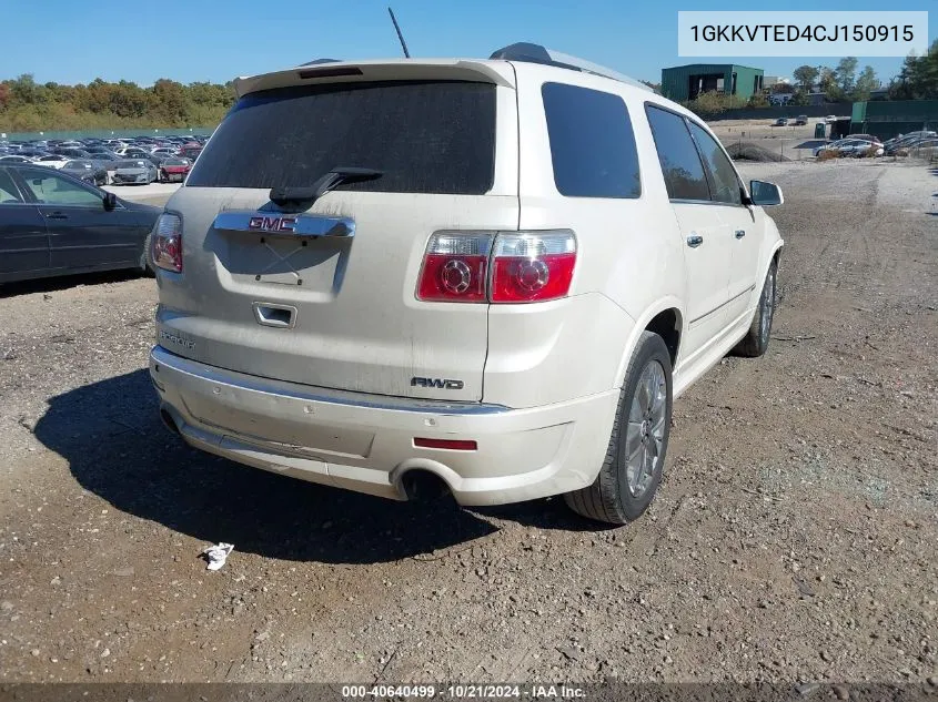 1GKKVTED4CJ150915 2012 GMC Acadia Denali