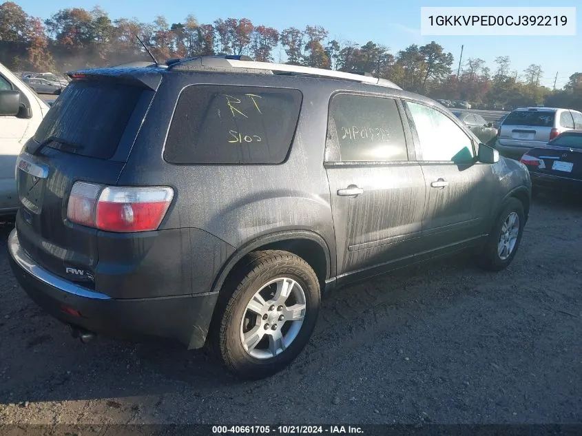 2012 GMC Acadia Sle VIN: 1GKKVPED0CJ392219 Lot: 40661705