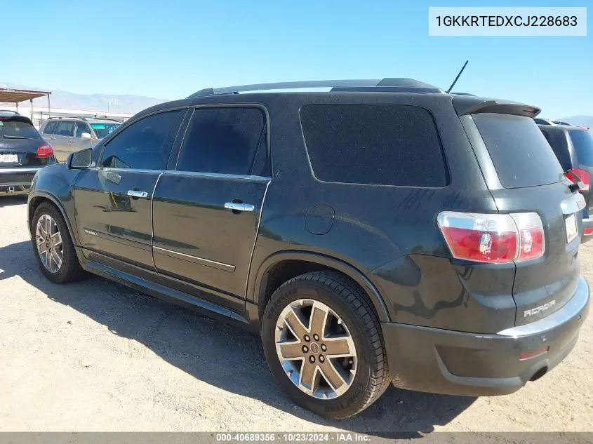 2012 GMC Acadia Denali VIN: 1GKKRTEDXCJ228683 Lot: 40689356