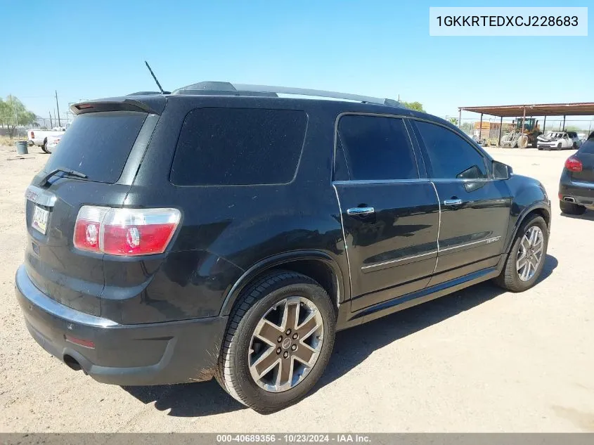 2012 GMC Acadia Denali VIN: 1GKKRTEDXCJ228683 Lot: 40689356