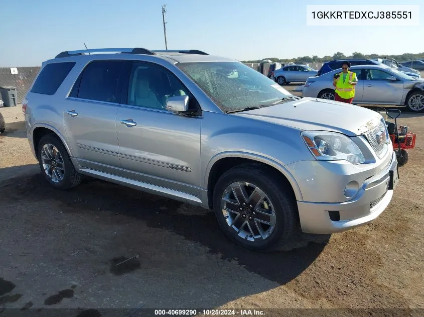 2012 GMC Acadia Denali VIN: 1GKKRTEDXCJ385551 Lot: 40699290