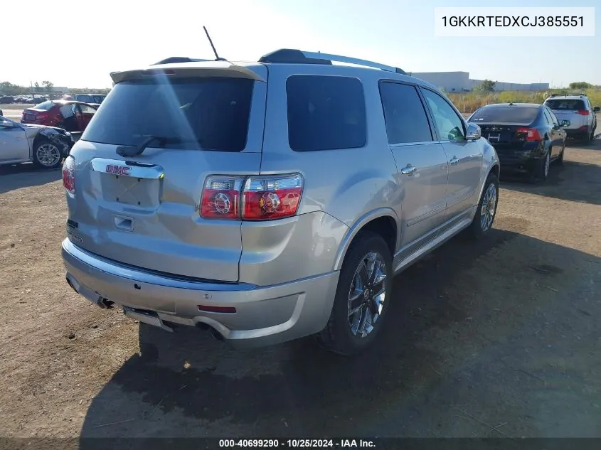 2012 GMC Acadia Denali VIN: 1GKKRTEDXCJ385551 Lot: 40699290