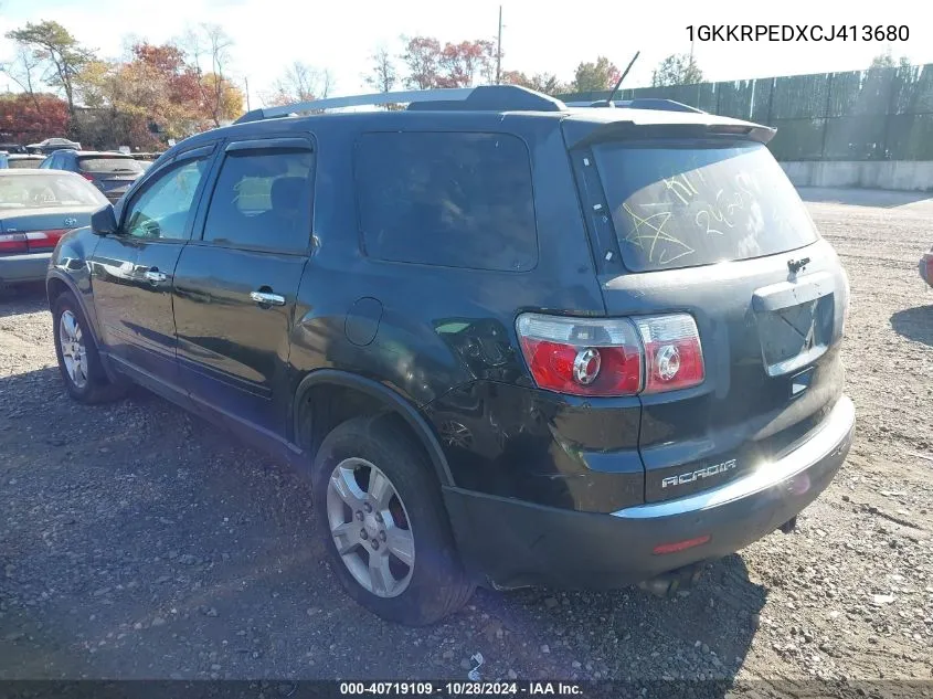 2012 GMC Acadia Sle VIN: 1GKKRPEDXCJ413680 Lot: 40719109