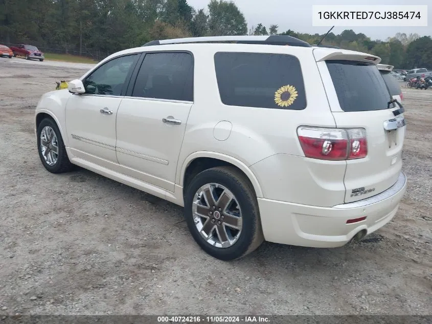 2012 GMC Acadia Denali VIN: 1GKKRTED7CJ385474 Lot: 40724216