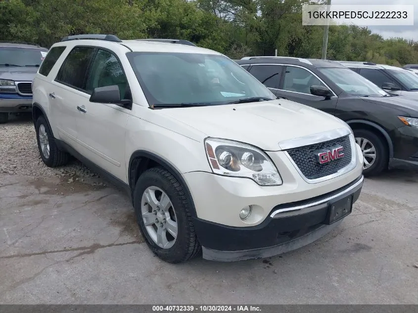 2012 GMC Acadia Sle VIN: 1GKKRPED5CJ222233 Lot: 40732339