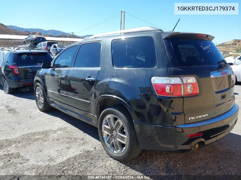 2012 GMC Acadia Denali VIN: 1GKKRTED3CJ179374 Lot: 40744187